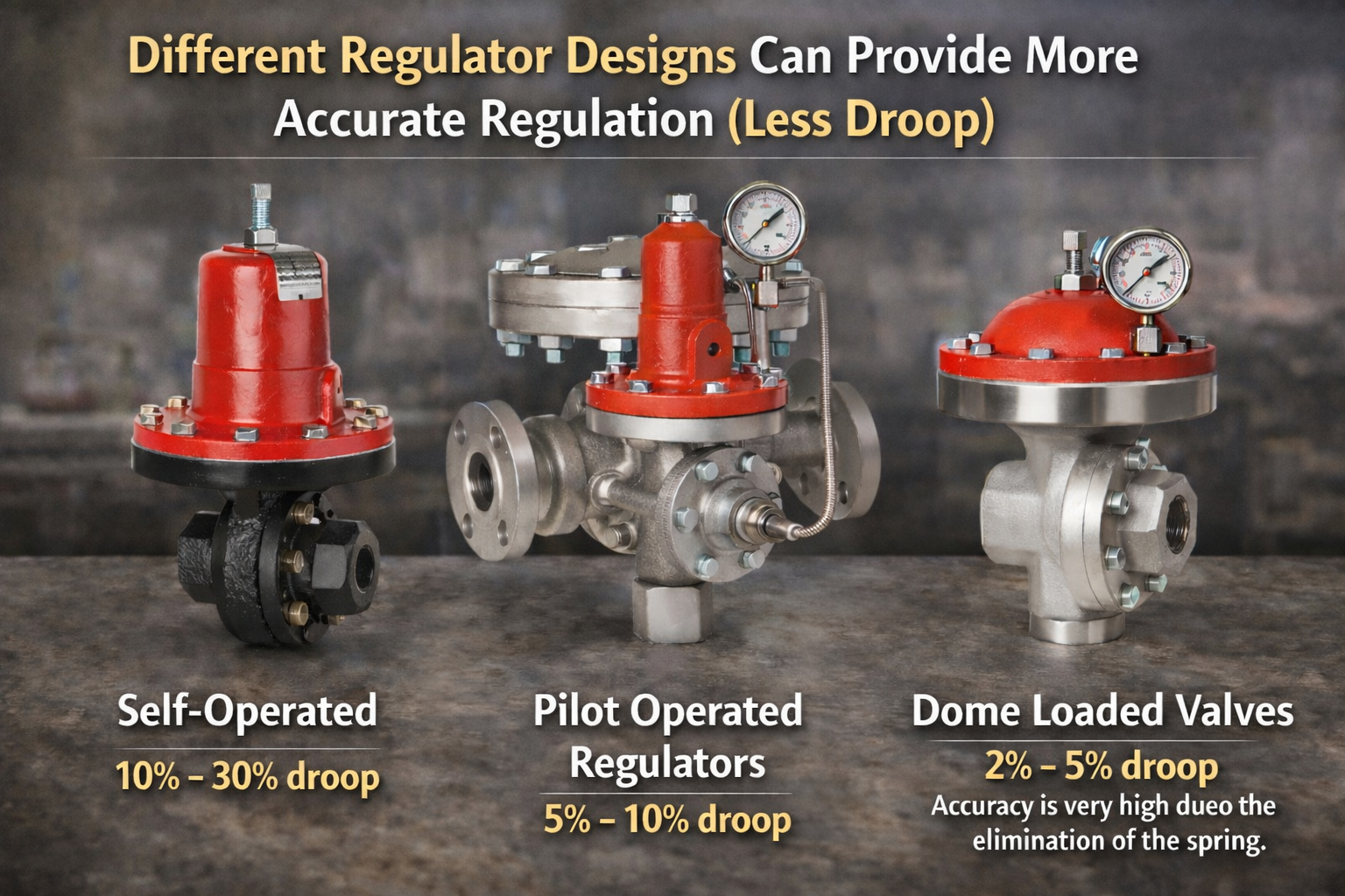 different pressure regulators provide different droop