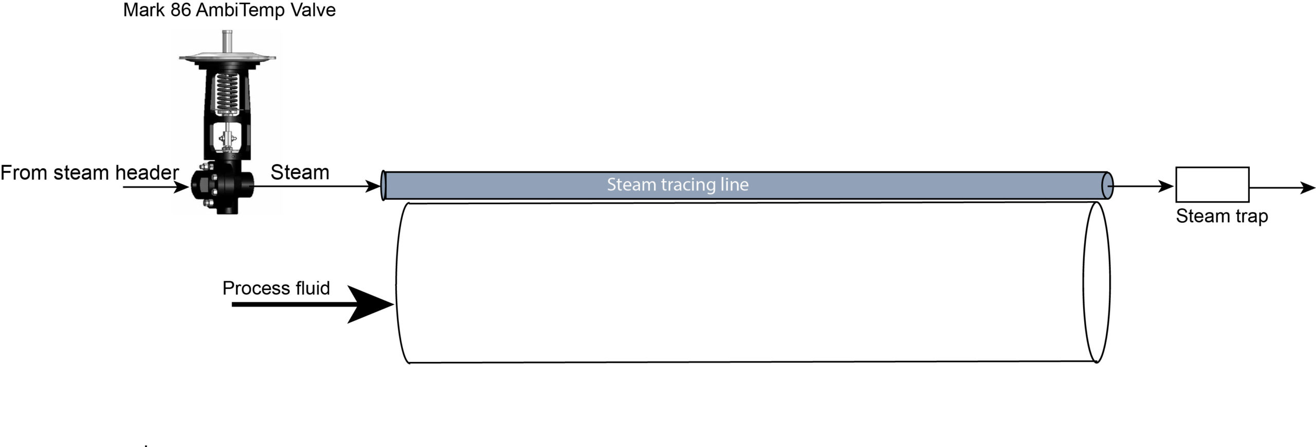 Steam Tracing Schematic with Mark 86 Ambient Temperature Regulator