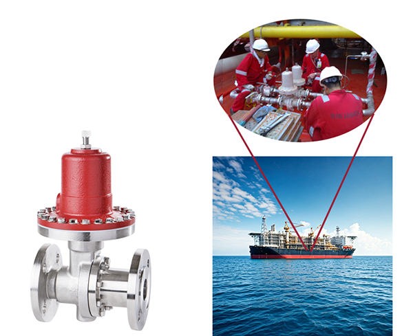 Technicians installing MK60 valve aboard FPSO